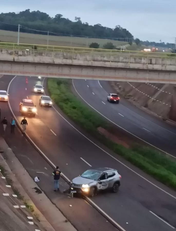 Acidente é registrado em viaduto da BR-163 em Quatro Pontes